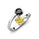 5 - Jianna 6.00 mm Cushion Lab Created Yellow Sapphire and Round Black Diamond 2 Stone Promise Ring 