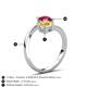 6 - Jianna 6.00 mm Cushion Lab Created Yellow Sapphire and Round Ruby 2 Stone Promise Ring 