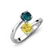 5 - Jianna 6.00 mm Cushion Lab Created Yellow Sapphire and Round London Blue Topaz 2 Stone Promise Ring 