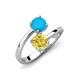 5 - Jianna 6.00 mm Cushion Lab Created Yellow Sapphire and Round Turquoise 2 Stone Promise Ring 