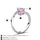 6 - Jianna 6.00 mm Cushion Lab Created Pink Sapphire and GIA Certified Round Natural Diamond 2 Stone Promise Ring 