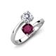 5 - Jianna 6.00 mm Cushion Rhodolite Garnet and GIA Certified Round Natural Diamond 2 Stone Promise Ring 