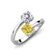 5 - Jianna 6.00 mm Cushion Lab Created Yellow Sapphire and GIA Certified Round Natural Diamond 2 Stone Promise Ring 