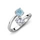 5 - Jianna IGI Certified 6.00 mm Cushion Lab Grown Diamond and Round Aquamarine 2 Stone Promise Ring 