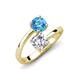 5 - Jianna IGI Certified 6.00 mm Cushion Lab Grown Diamond and Round Blue Topaz 2 Stone Promise Ring 