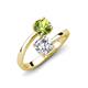 5 - Jianna IGI Certified 6.00 mm Cushion Lab Grown Diamond and Round Peridot 2 Stone Promise Ring 