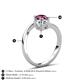 6 - Jianna IGI Certified 6.00 mm Cushion Lab Grown Diamond and Round Rhodolite Garnet 2 Stone Promise Ring 