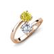 5 - Jianna IGI Certified 6.00 mm Cushion Lab Grown Diamond and Round Yellow Diamond 2 Stone Promise Ring 