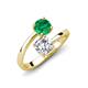 5 - Jianna IGI Certified 6.00 mm Cushion Lab Grown Diamond and Round Emerald 2 Stone Promise Ring 