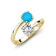 5 - Jianna IGI Certified 6.00 mm Cushion Lab Grown Diamond and Round Turquoise 2 Stone Promise Ring 