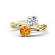 1 - Jianna GIA Certified 6.00 mm Cushion Natural Diamond and Round Citrine 2 Stone Promise Ring 