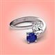 4 - Jianna GIA Certified 6.00 mm Cushion Natural Diamond and Round Blue Sapphire 2 Stone Promise Ring 