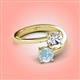 4 - Jianna GIA Certified 6.00 mm Cushion Natural Diamond and Round Aquamarine 2 Stone Promise Ring 