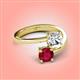 4 - Jianna GIA Certified 6.00 mm Cushion Natural Diamond and Round Ruby 2 Stone Promise Ring 