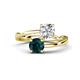 1 - Jianna GIA Certified 6.00 mm Cushion Natural Diamond and Round London Blue Topaz 2 Stone Promise Ring 