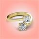 4 - Jianna GIA Certified 6.00 mm Cushion Natural Diamond and Round Forever Brilliant Moissanite 2 Stone Promise Ring 