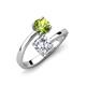 5 - Jianna GIA Certified 6.00 mm Cushion Natural Diamond and Round Peridot 2 Stone Promise Ring 