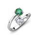 5 - Jianna GIA Certified 6.00 mm Cushion Natural Diamond and Round Lab Created Alexandrite 2 Stone Promise Ring 