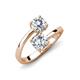 5 - Jianna GIA Certified 6.00 mm Cushion Natural Diamond and Round Forever Brilliant Moissanite 2 Stone Promise Ring 