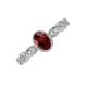 4 - Jiena Desire Oval Cut Red Garnet and Round Lab Grown Diamond Engagement Ring 