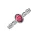 4 - Jiena Desire Oval Cut Rhodolite Garnet and Round Lab Grown Diamond Engagement Ring 