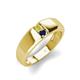 3 - Ethan 3.00 mm Round Yellow Diamond and Blue Sapphire 2 Stone Men Wedding Ring 
