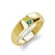 3 - Ethan 3.00 mm Round Yellow Diamond and Lab Created Alexandrite 2 Stone Men Wedding Ring 