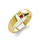3 - Ethan 3.00 mm Round Yellow Diamond and Ruby 2 Stone Men Wedding Ring 