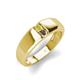 3 - Ethan 3.00 mm Round Yellow Diamond and Smoky Quartz 2 Stone Men Wedding Ring 