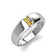 3 - Ethan 3.00 mm Round Yellow Diamond and Citrine 2 Stone Men Wedding Ring 