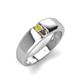 3 - Ethan 3.00 mm Round Yellow Diamond and Smoky Quartz 2 Stone Men Wedding Ring 