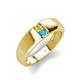 3 - Ethan 3.00 mm Round Yellow Diamond and Turquoise 2 Stone Men Wedding Ring 