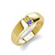 3 - Ethan 3.00 mm Round Yellow Diamond and Tanzanite 2 Stone Men Wedding Ring 