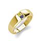 3 - Ethan 3.00 mm Round Yellow Diamond and Iolite 2 Stone Men Wedding Ring 