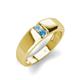 3 - Ethan 3.00 mm Round Aquamarine and Blue Topaz 2 Stone Men Wedding Ring 
