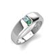 3 - Ethan 3.00 mm Round Aquamarine and Lab Created Alexandrite 2 Stone Men Wedding Ring 