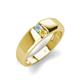3 - Ethan 3.00 mm Round Aquamarine and Yellow Sapphire 2 Stone Men Wedding Ring 