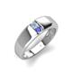 3 - Ethan 3.00 mm Round Aquamarine and Tanzanite 2 Stone Men Wedding Ring 