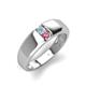 3 - Ethan 3.00 mm Round Aquamarine and Pink Tourmaline 2 Stone Men Wedding Ring 