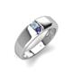 3 - Ethan 3.00 mm Round Aquamarine and Iolite 2 Stone Men Wedding Ring 
