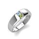 3 - Ethan 3.00 mm Round Aquamarine and Peridot 2 Stone Men Wedding Ring 