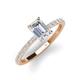3 - Charlotte Desire IGI Certified 7x5 mm Emerald Cut Lab Grown Diamond and Round Diamond Hidden Halo Engagement Ring 