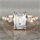 6 - Charlotte Desire IGI Certified 7x5 mm Emerald Cut Lab Grown Diamond and Round Diamond Hidden Halo Engagement Ring 