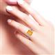 3 - Aletta 9x7 mm Emerald Cut Citrine and Lab Grown Diamond Three Stone Engagement Ring 