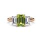 1 - Aletta 9x7 mm Emerald Cut Peridot and Lab Grown Diamond Three Stone Engagement Ring 