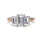 1 - Aletta 9x7 mm Emerald Cut Moissanite and Lab Grown Diamond Three Stone Engagement Ring 