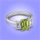 4 - Aletta 9x7 mm Emerald Cut Peridot and Lab Grown Diamond Three Stone Engagement Ring 