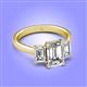 4 - Aletta 9x7 mm Emerald Cut Moissanite and Lab Grown Diamond Three Stone Engagement Ring 