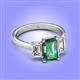 4 - Aletta 9x7 mm Emerald Cut Lab Created Alexandrite and Lab Grown Diamond Three Stone Engagement Ring 