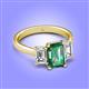 4 - Aletta 9x7 mm Emerald Cut Lab Created Alexandrite and Lab Grown Diamond Three Stone Engagement Ring 